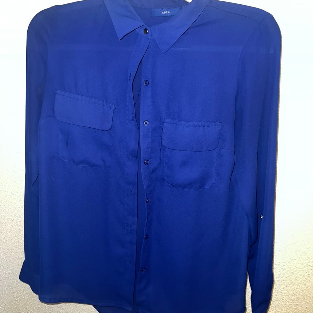 Apt. 9 Blue Button Down Blouse
